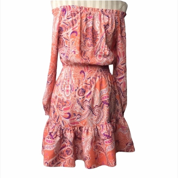Cynthia Rowley Off-The-Shoulder Paisley Dress Size 0 - Picture 5 of 8